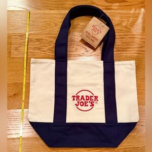 NWT Trader Joe's Navy Blue Mini Canvas Tote Bag